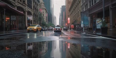 Premium Photo | New york city under rainstorm photography generative ai