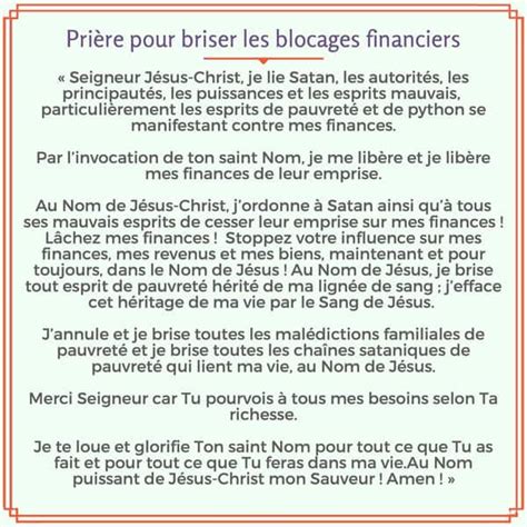 La Prière à faire pour briser les blocages financiers et la malchance