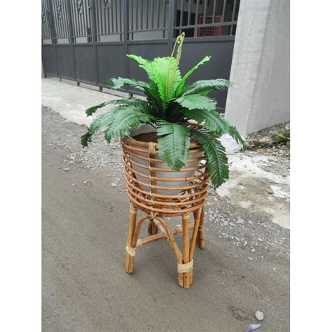 Jual Standing Pot Rotan Vas Rotan Standing Planter Tempat Bunga