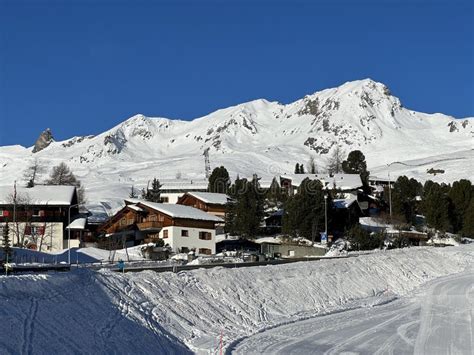 A Fairytale Winter Atmosphere and a Magnificent Panorama on the Mountine Swiss Tourist Resort of ...