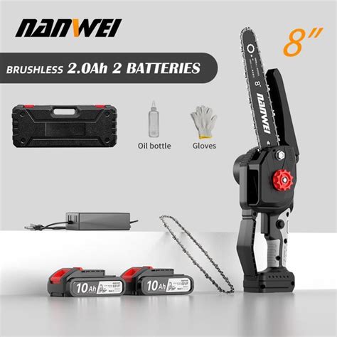 Цепная пила NANWEI 8" бесщеточный двигатель Скорость цепи 8 м/с 21 В ...