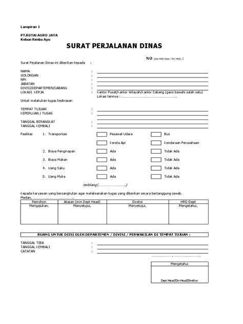 Form Perjalanan Dinas Pdf