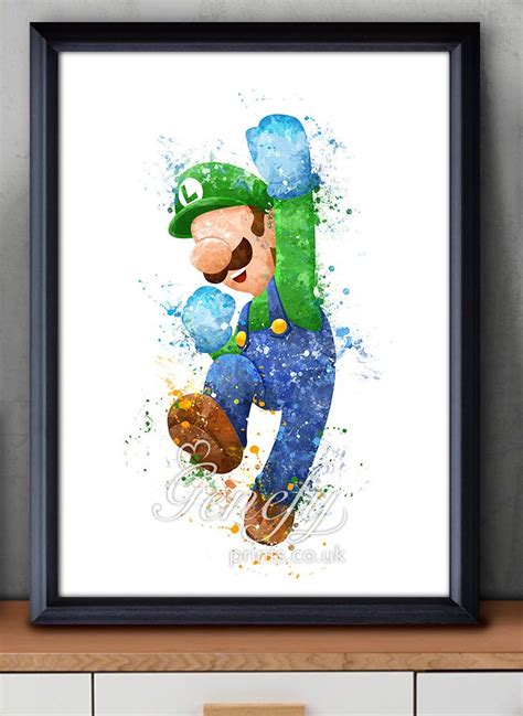 Super Mario Luigi Super Smash Bros Watercolor Painting Art Poster Print