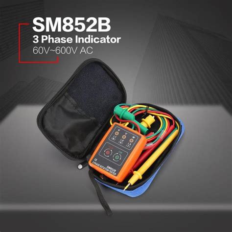 Sm852b 3 Phase Rotation Tester Digital Phase Indicator Detector Led Buzzer Phase Sequence Meter