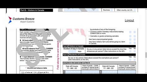 Step By Step Guide On How To Fill The Canada Customs Declaration Form