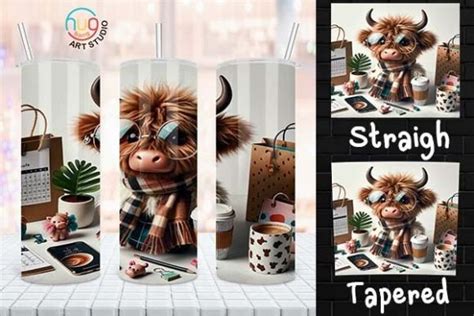 Hot Mess Mom Highland Cow Tumbler Graphic By HugHang Art Studio Creative Fabrica