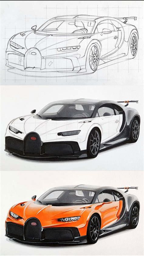 How to Draw a Bugatti in 15 Easy Steps | Car drawings, Cool car ...