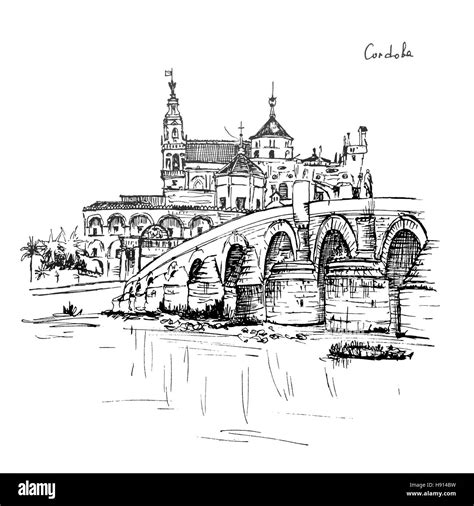 La mezquita y el Puente Romano en Córdoba España Fotografía de stock