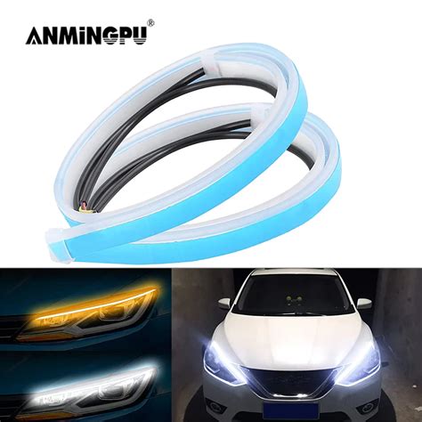 Anmingpu Pair Sequential Drl Led Strip Turn Signal Light Yellow Bright