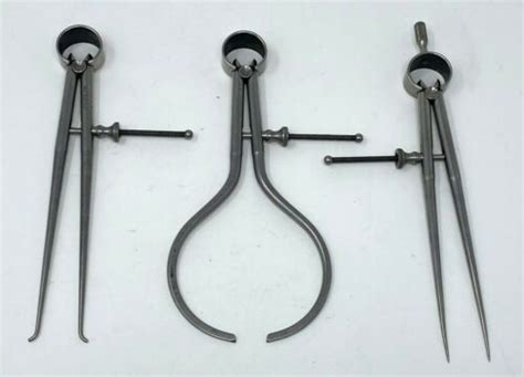 3 Vintage L S Starrett Co Caliper Compass Machinist Tool 6 To 8