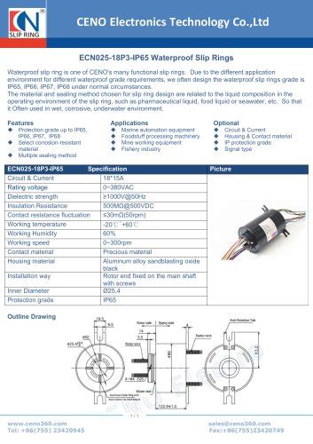 Ceno Waterproof Slip Ring With Hole Mm Ecn P Ip Ceno