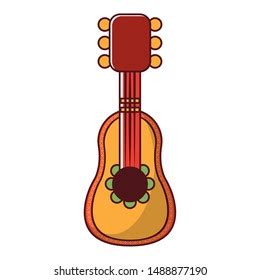 Mexico Culture Foods Cartoons Mariachi Guitar Stock Vector Royalty