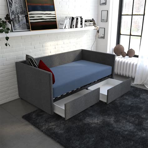 Dhp Daybed With Storage Grey Linen