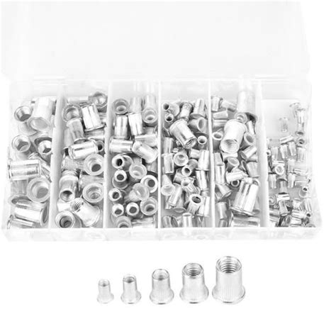 Duokon Écrou à riveter 190 pièces Kit d écrous à rivets en aluminium à