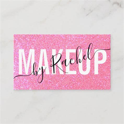 Sparkly Pink Glitter Typography Makeup Artist Business Card Zazzle