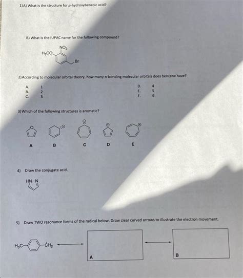 Solved 1 A What Is The Structure For P Hydroxybenzoic Acid Chegg