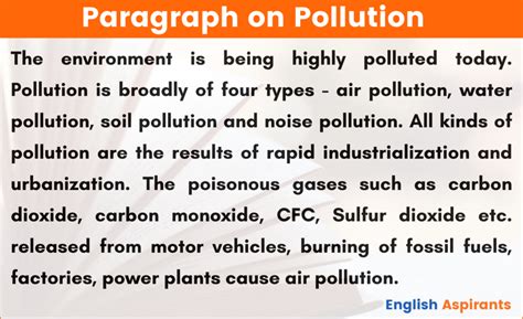 Paragraph On Pollution In English 100 150 200 250 Words Artofit