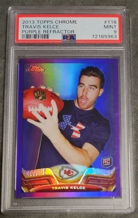 2013 TOPPS CHROME 118 TRAVIS KELCE PURPLE REFRACTOR ROOKIE 499 PSA 9