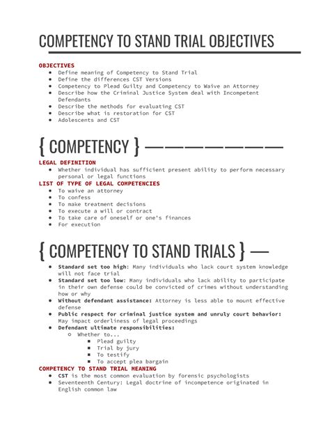 Competency To Stand Trial Objectives PSYC 317 CSUF Studocu