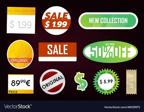 Sticker pack price stickers Royalty Free Vector Image