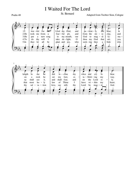 I Waited For The Lord Sheet Music For Piano Solo Easy