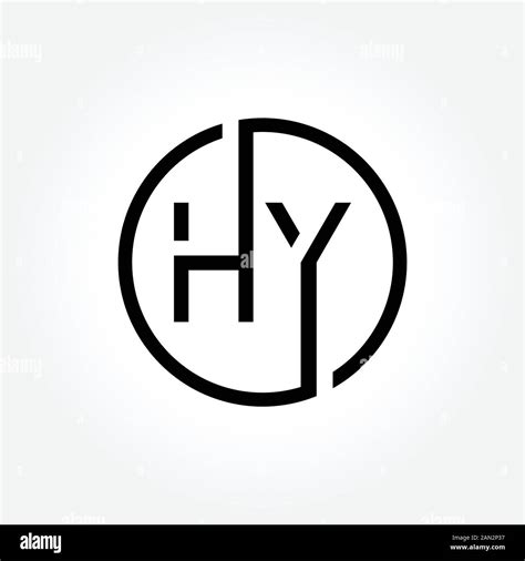 Letter Hy Logo Design Linked Vector Template With Black Initial Hy