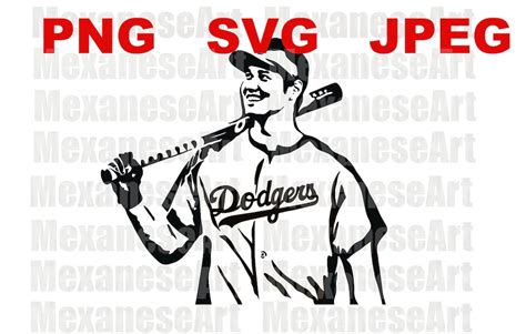 Shohei Ohtani Png Svg Jpeg Baseball Dodgers Angels Cricut