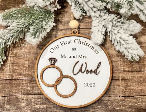 Our First Christmas Married Personalized Wedding Ornament Etsy Uk