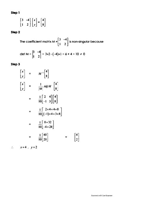 Solution Matrices Determinants Part Studypool