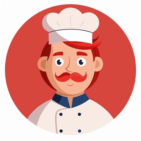 Una Caricatura De Un Chef Con Bigote Y Un Fondo Rojo Vector Premium