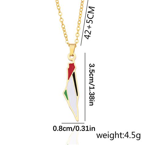 1PC Israel Palestine Map Pendant Necklace For Women Men Chain Necklaces