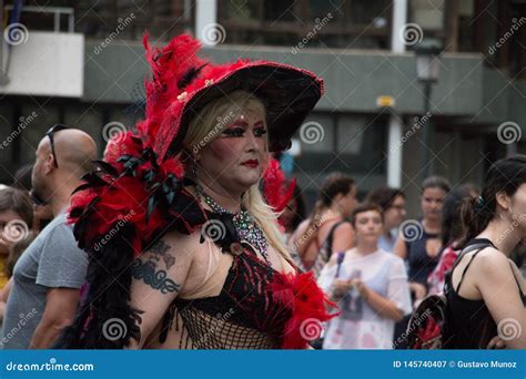 Valencia Spain June A Person With A Costume During The Gay Pride Day Parade