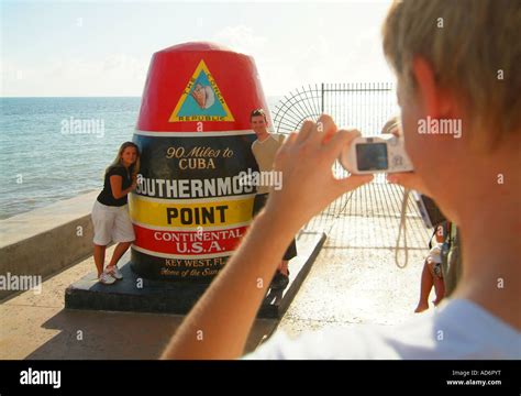 Southernmost Point In The Continental Usa Tourist Take Photos Of One Another By The Marker Stock