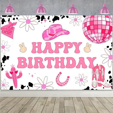 5 3ft Disco Cowgirl Birthday Party Backdrop Decorations Space Cowgirl