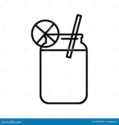 Lemonade Icon Vector Outline Lemon Juice Line Drink Symbol