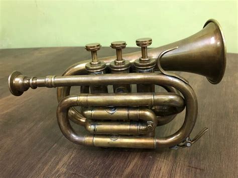 Ama Decors Antique Brass Bugle Student Trumpet Vintage Pocket Horn 3