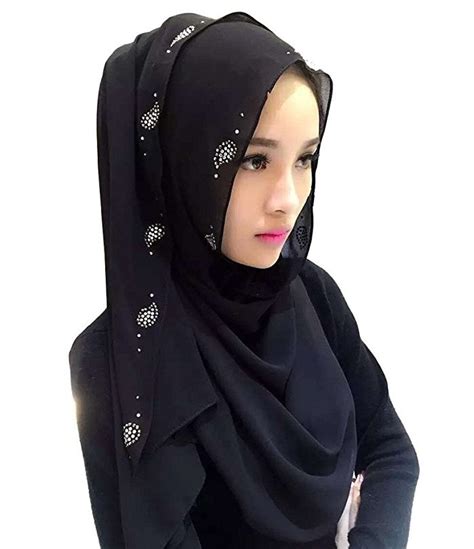 Chiffon Hijab Muslim Rhinestone Paisley Pattern Hijab Shawls Full Cover