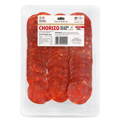 Chorizo de León extra en lonchas Palcarsa sin gluten y sin lactosa 100