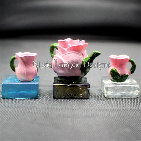 Flower Tea Set perfect for adding to your landscape in your Faerie Garden or Terrarium | Nixie ...