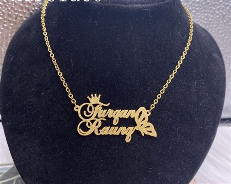 Bling 2 Names Necklace Two Name Necklace Gold Personalized Etsy