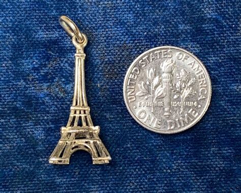 Eiffel Tower Charm 18k Gold Figural Pendant Paris Gem