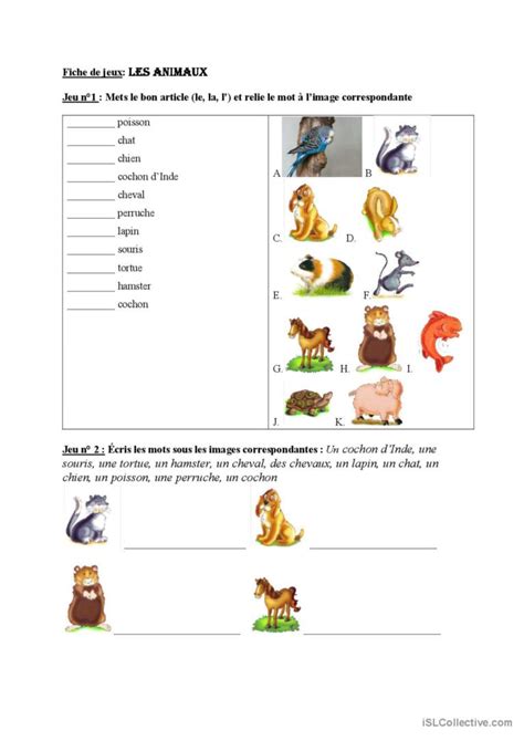 Les Animaux Domestiques E Fran Ais Fle Fiches Pedagogiques Pdf Doc