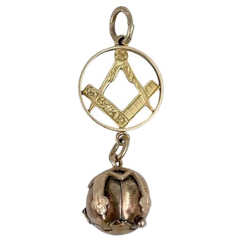 Masonic Jhw 9 Karat 15 Karat Gold Square And Compasses Cross Ball Orb Pendant For Sale At 1stdibs