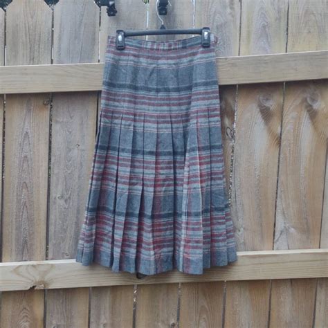 Pendleton Vintage Plaid Pleated Wool Midi Skirt Gem