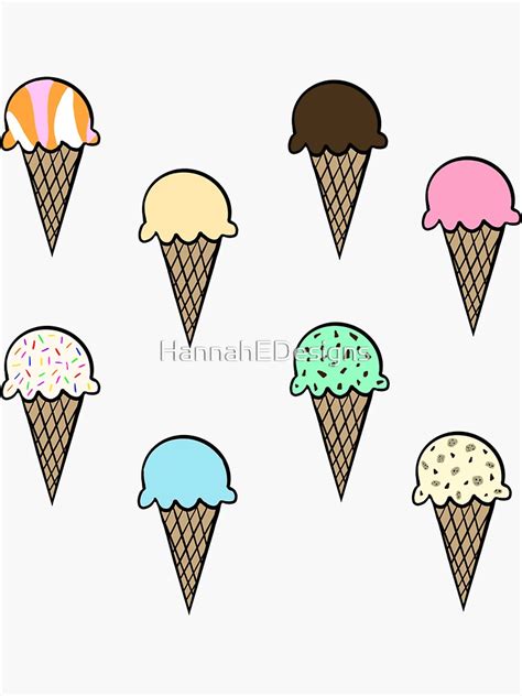 Ice Cream Cone Sticker Pack Sticker By HannahEDesigns Redbubble