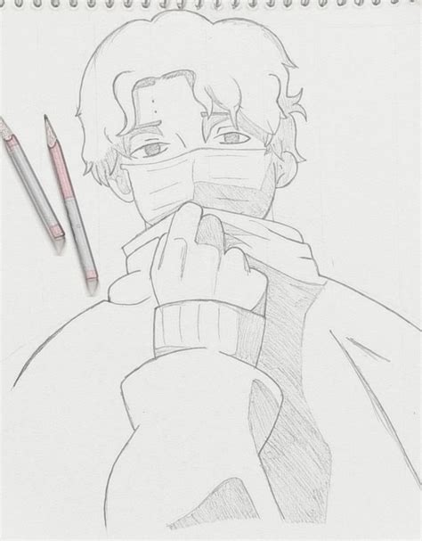 Anime Boy Sketch With Mask Sketches Anime Sketch Anime Boy Sketch