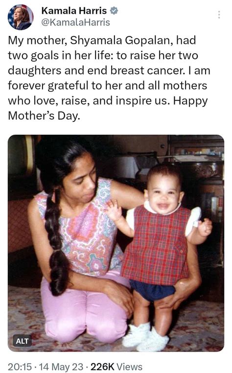 Kamala Harris Remembers Her Mother On Mother's Day!