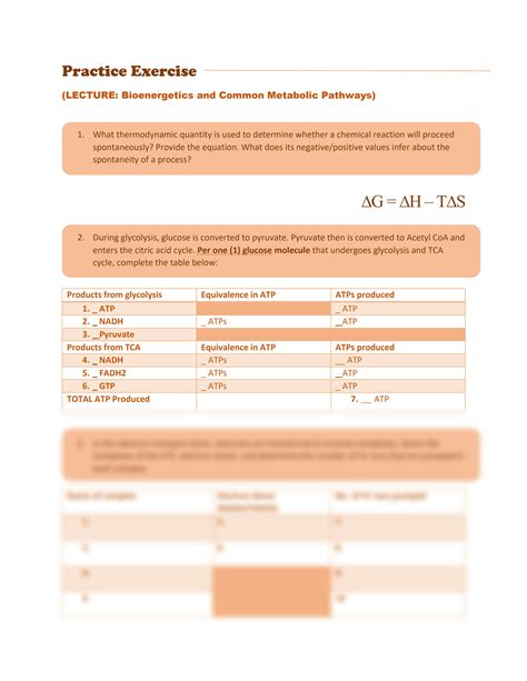 Solution Bioenergetics Biochemistry Practice Questions Studypool