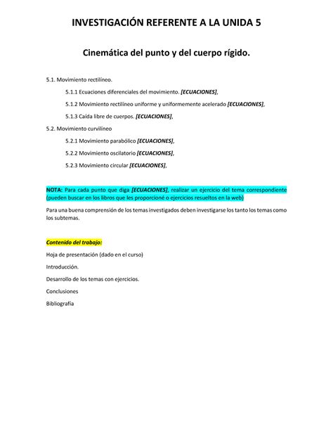 Investigación Unidad 5 INVESTIGACIÓN REFERENTE A LA UNIDA 5