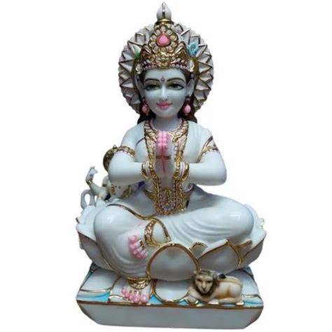 White Traditional Parvati Mata Marble Statue For Worship Size Feet